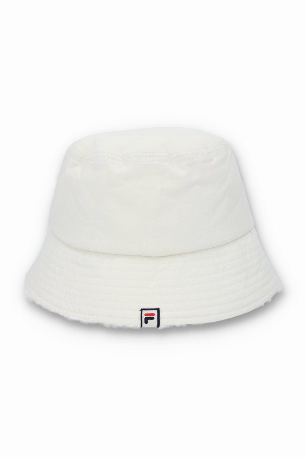 White Fila Bevans Sherpa Lined Bucket Men Hats | 0823KSXJL