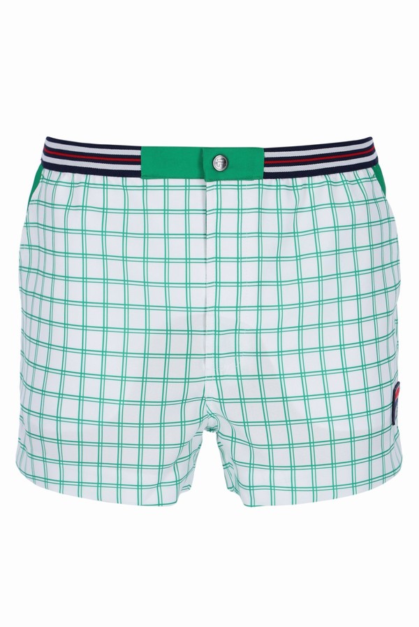 White Fila Brookes Check Men Shorts | 2631GYKOX