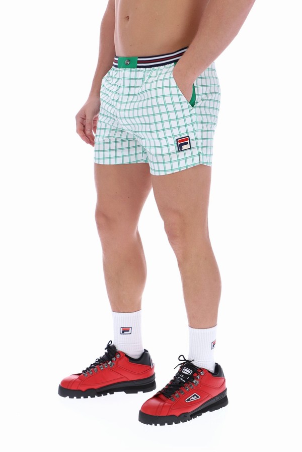 White Fila Brookes Check Men Shorts | 2631GYKOX