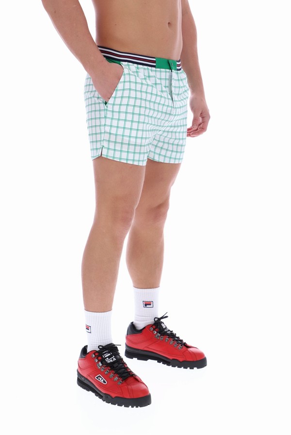 White Fila Brookes Check Men Shorts | 2631GYKOX