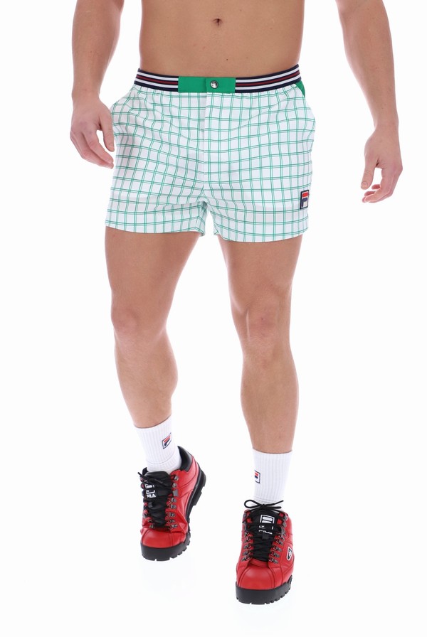 White Fila Brookes Check Men Shorts | 2631GYKOX