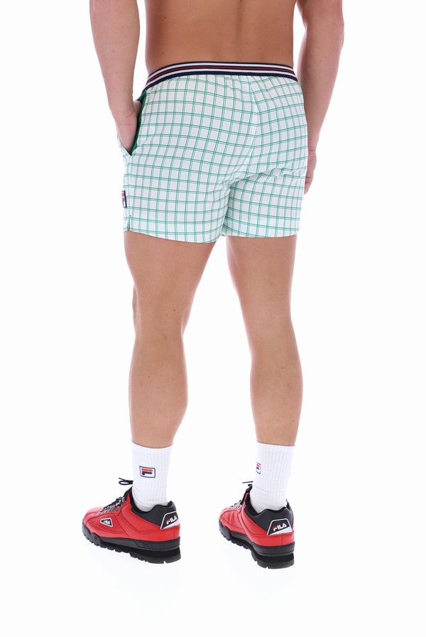 White Fila Brookes Check Men Shorts | 2631GYKOX