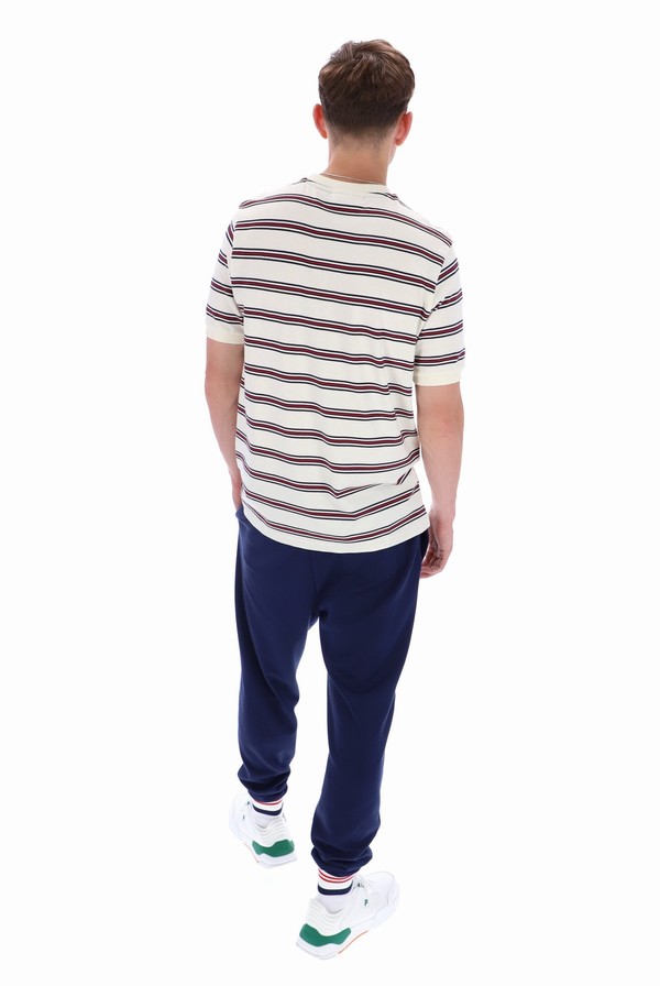 White Fila Bruno Striped Ringer Men T-shirts | 6012NKODS