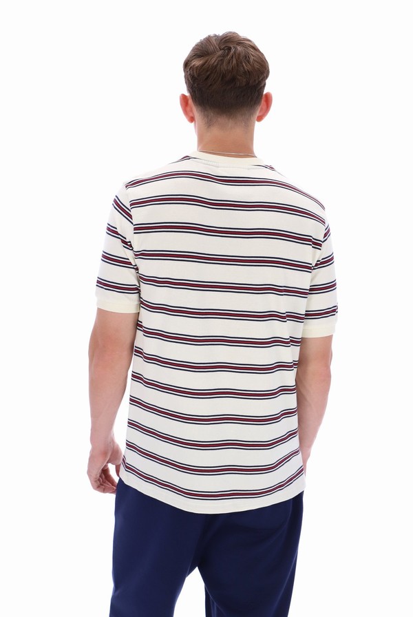 White Fila Bruno Striped Ringer Men T-shirts | 6012NKODS