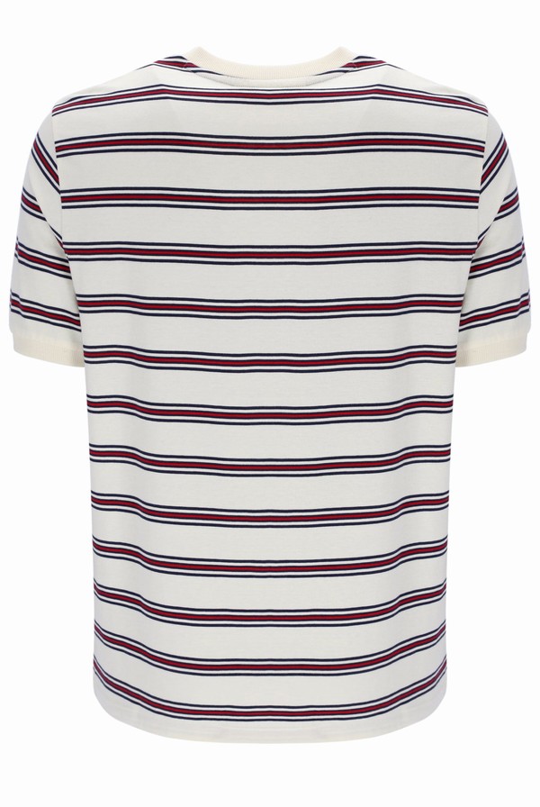 White Fila Bruno Striped Ringer Men T-shirts | 6012NKODS