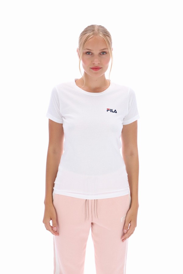 White Fila Cecilia Classic Logo Women T-shirts | 6318LMKSD