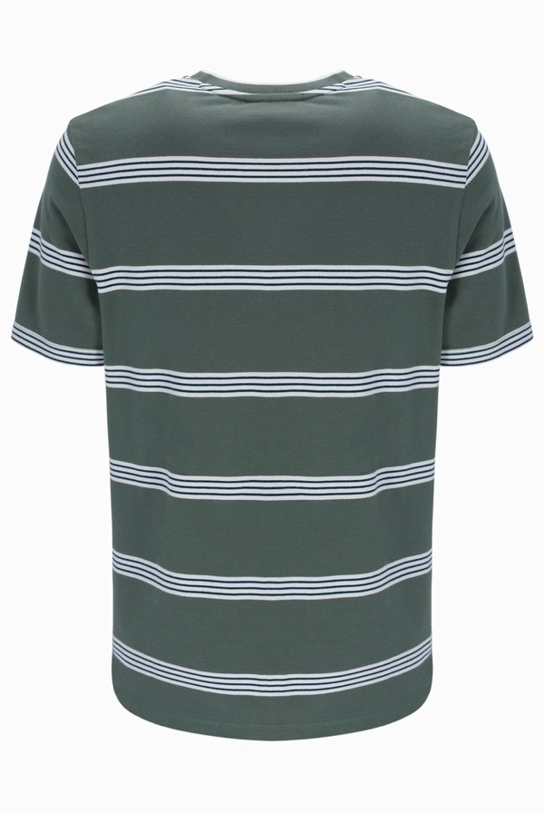 White Fila Chapman Yarn Dye Striped Men T-shirts | 9372GXLNR