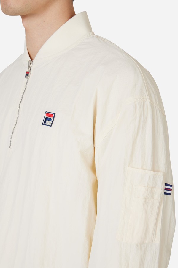 White Fila Cima Crinkled Half Zip Men Jackets | 1725UCZDJ