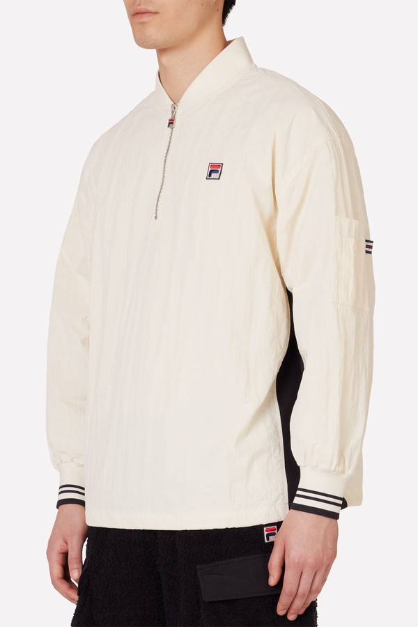 White Fila Cima Crinkled Half Zip Men Jackets | 1725UCZDJ