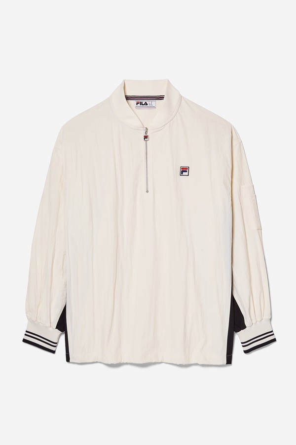 White Fila Cima Crinkled Half Zip Women Tops | 3217FMLAI