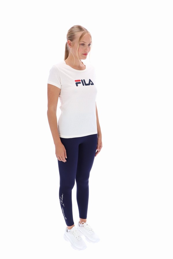 White Fila Classic Men T-shirts | 3721GXFIV