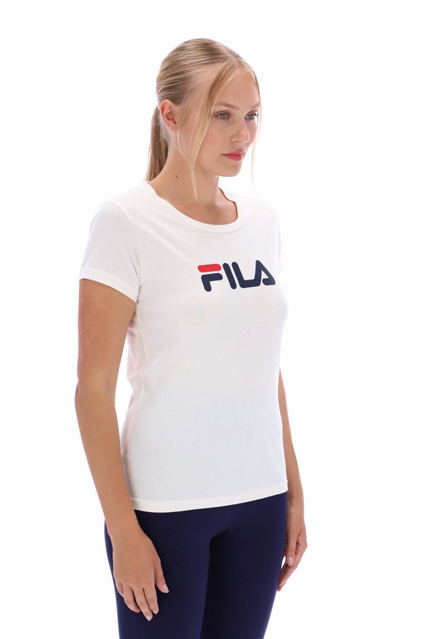 White Fila Classic Men T-shirts | 3721GXFIV