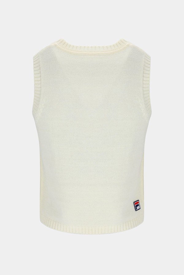 White Fila Cropped Knit Women Vest | 1634LPGEA