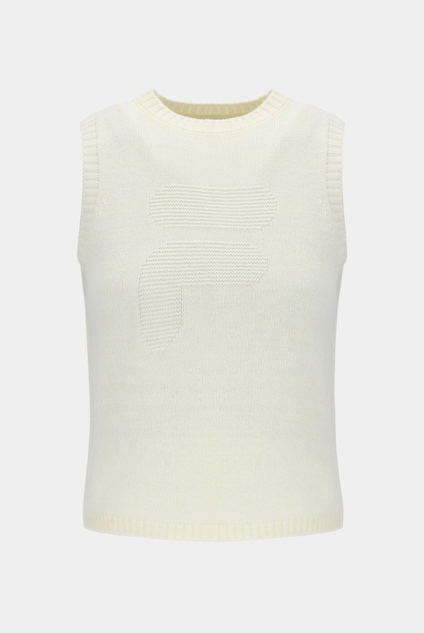 White Fila Cropped Knit Women Vest | 1634LPGEA