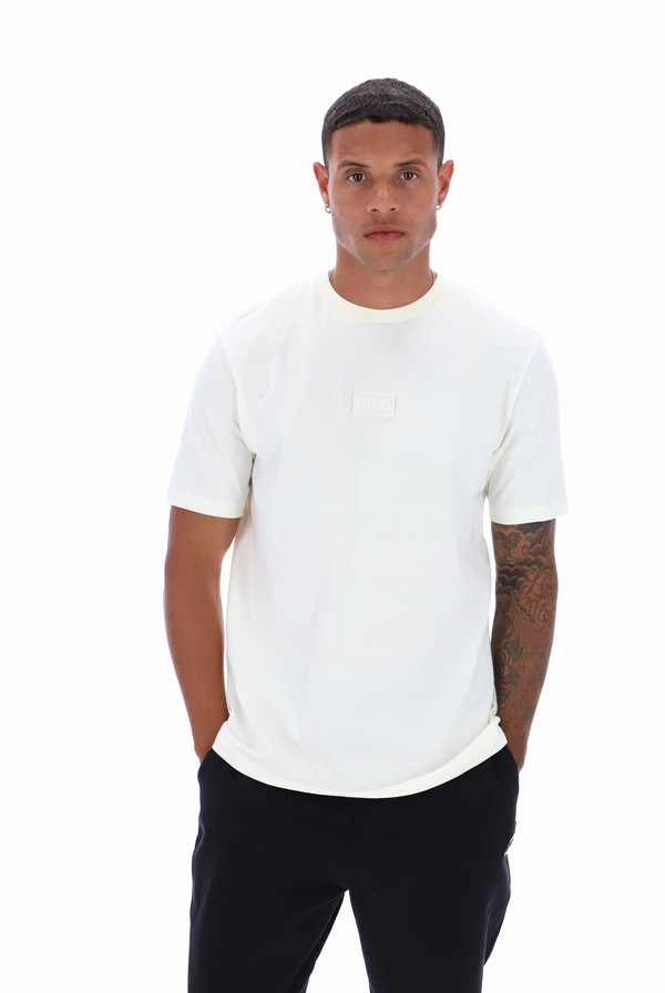 White Fila Dax Sleeve Men T-shirts | 5810RFYBT