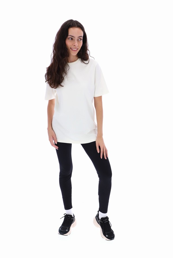 White Fila Dax Sleeve Women T-shirts | 7845EVGWA