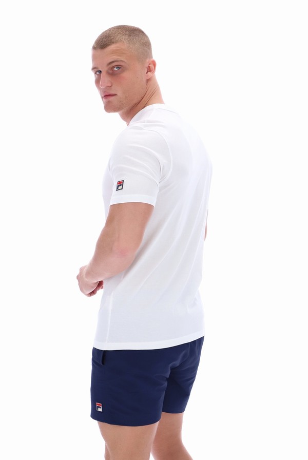 White Fila Dixon Front Graphic Men T-shirts | 9068CWSFG