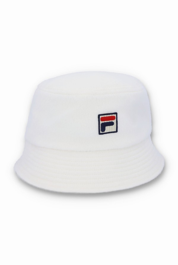 White Fila Elevens F-Box Bucket Men Hats | 3697ITMBW