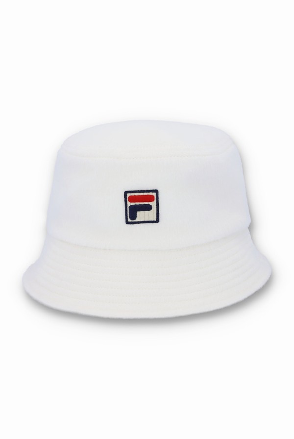 White Fila Elevens F-Box Bucket Men Hats | 3697ITMBW