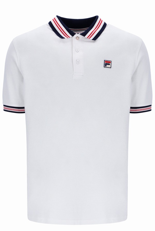 White Fila Faraz Tipped Rib Men Polo Shirts | 8216TCUWX