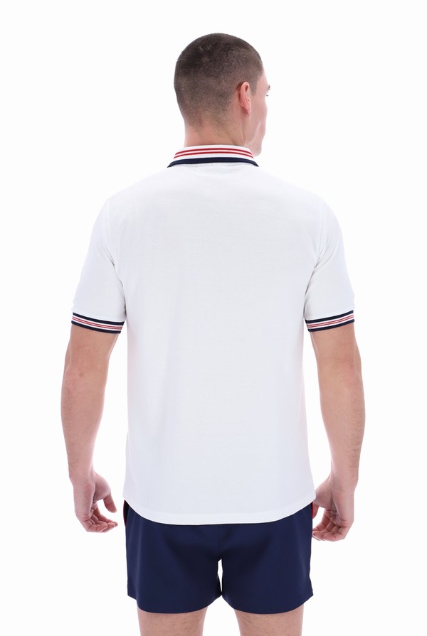 White Fila Faraz Tipped Rib Men Polo Shirts | 8216TCUWX