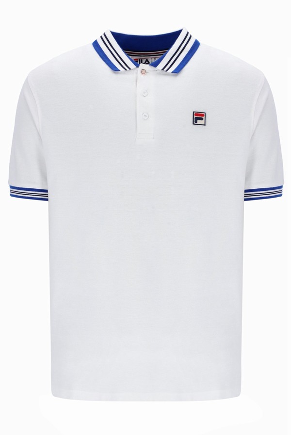 White Fila Faraz Tipped Rib Men Polo Shirts | 3847ERTKH