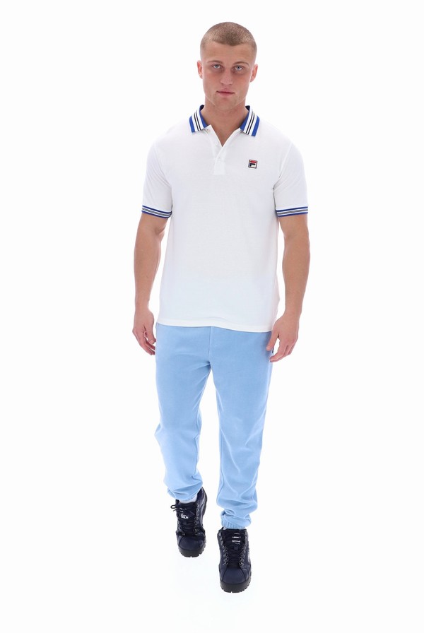 White Fila Faraz Tipped Rib Men Polo Shirts | 3847ERTKH