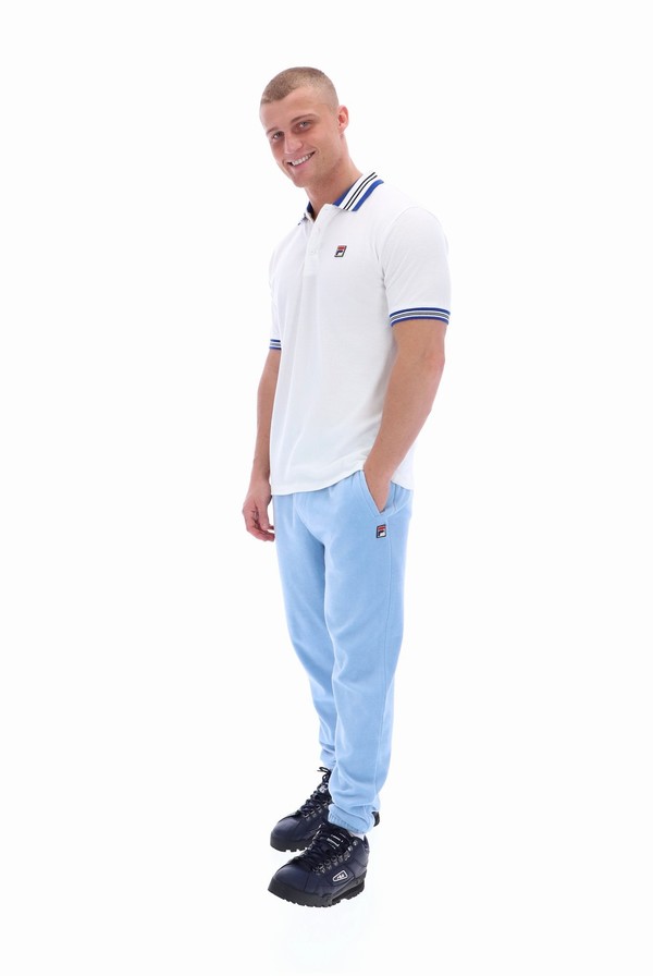 White Fila Faraz Tipped Rib Men Polo Shirts | 3847ERTKH