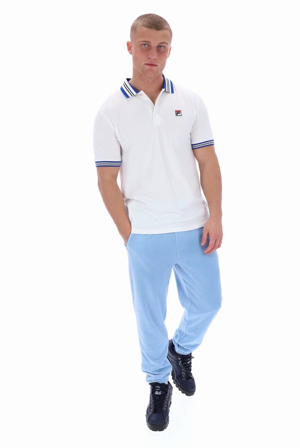 White Fila Faraz Tipped Rib Men Polo Shirts | 3847ERTKH