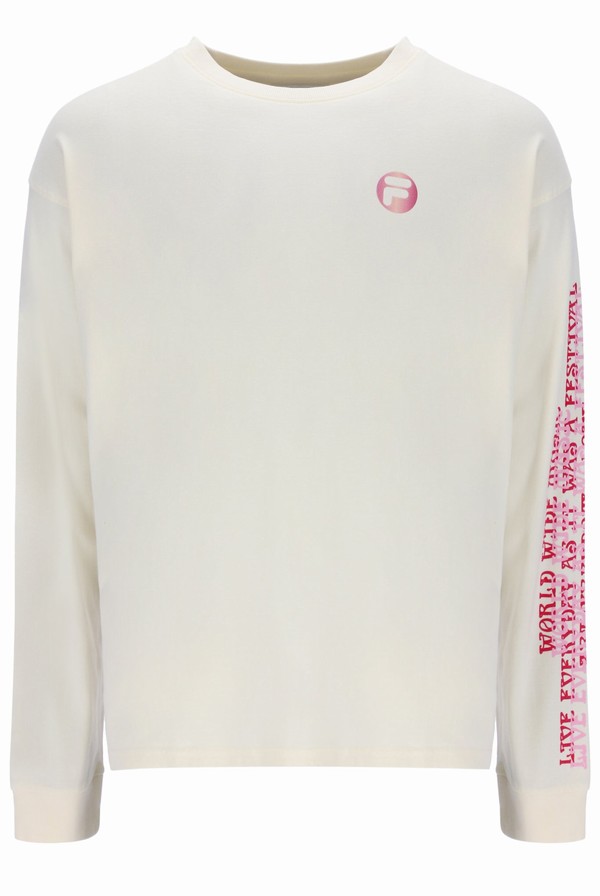 White Fila Fredrick Graphic Long Sleeve Men T-shirts | 6758SJXPM