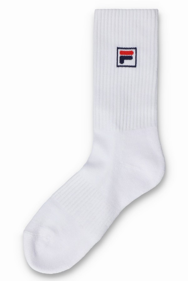 White Fila Goat 3 Pk Classic Crew Men Socks | 8207BNAHY