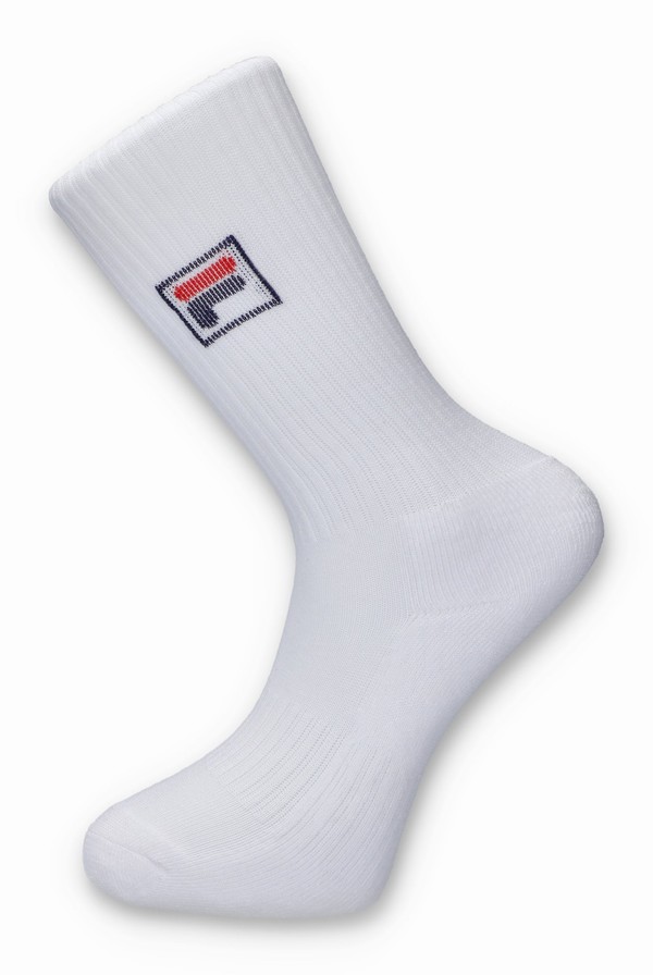 White Fila Goat 3 Pk Classic Crew Women Socks | 2589AZGEC