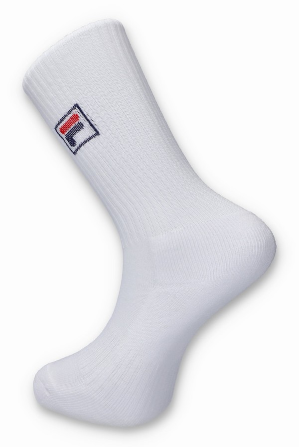 White Fila Goat 3 Pk Classic Crew Women Socks | 2589AZGEC