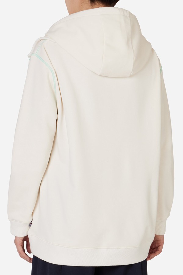 White Fila Half Zip High Neck Women Hoodie | 1594BCDSW