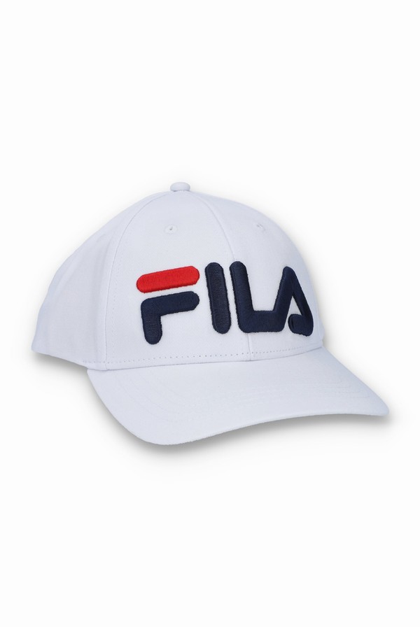 White Fila Illa Snapback Baseball Men Caps | 2147GLZNC