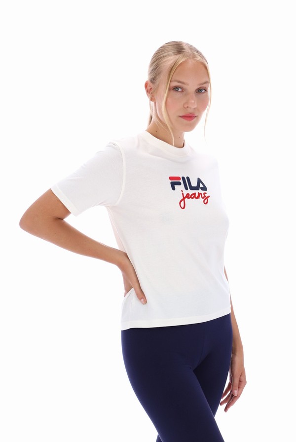 White Fila Janis Boxy Women T-shirts | 1789JGVRY