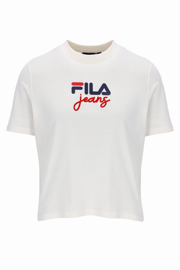 White Fila Janis Boxy Women T-shirts | 1789JGVRY