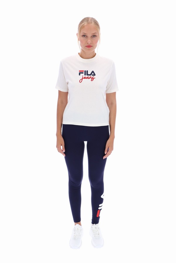 White Fila Janis Boxy Women T-shirts | 1789JGVRY