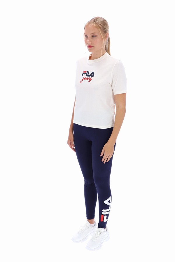 White Fila Janis Boxy Women T-shirts | 1789JGVRY