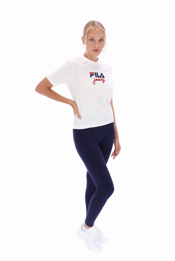 White Fila Janis Boxy Women T-shirts | 1789JGVRY