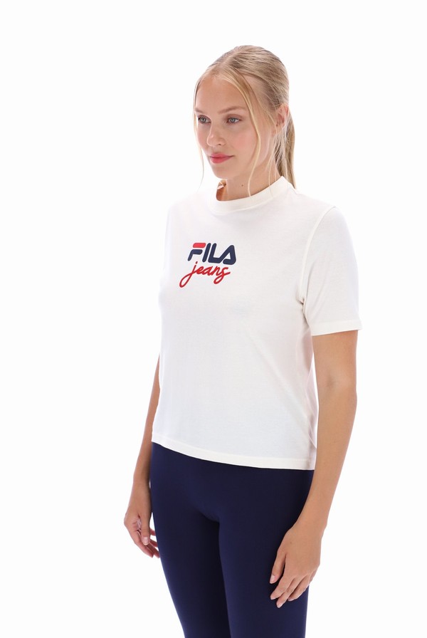 White Fila Janis Boxy Women T-shirts | 1789JGVRY