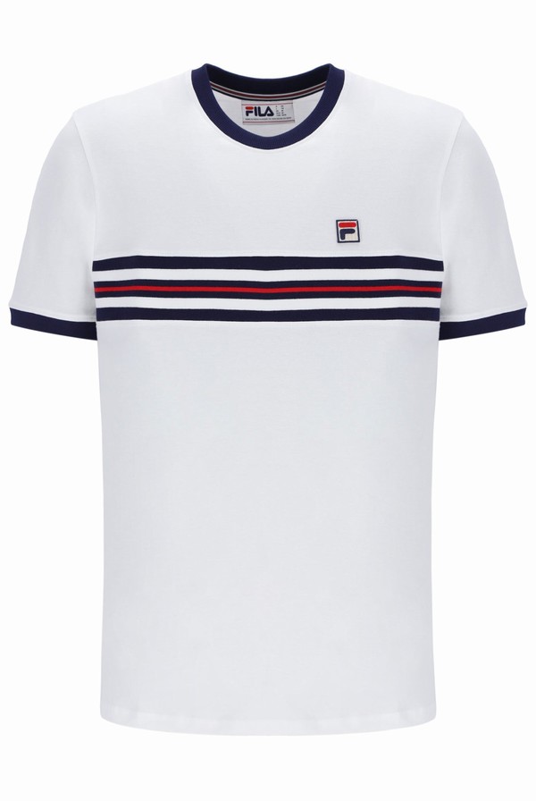 White Fila Joey Jaquard Men T-shirts | 5316XKILJ