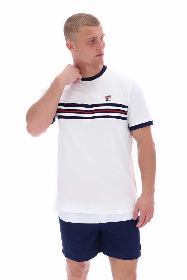 White Fila Joey Jaquard Men T-shirts | 5316XKILJ