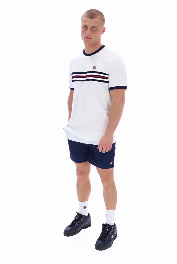 White Fila Joey Jaquard Men T-shirts | 5316XKILJ