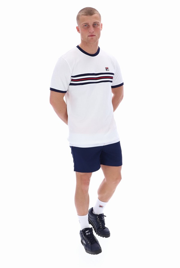 White Fila Joey Jaquard Men T-shirts | 5316XKILJ