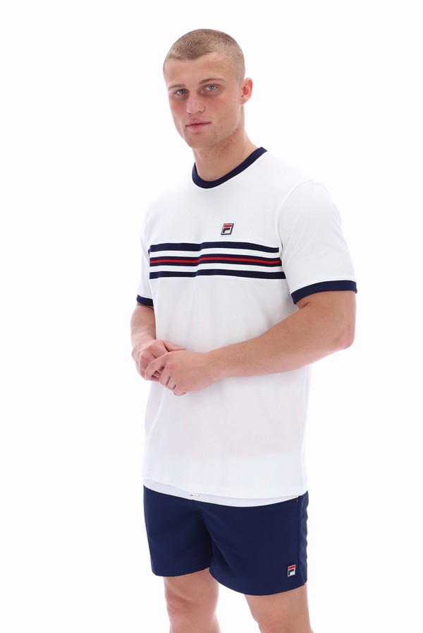 White Fila Joey Jaquard Men T-shirts | 5316XKILJ