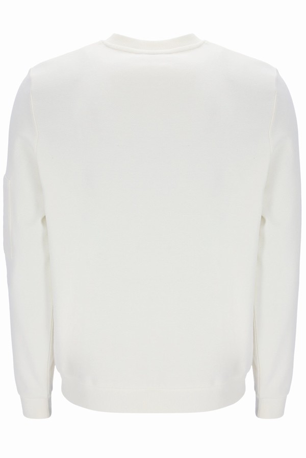 White Fila John Sleeve Pocket Crew Men Sweatshirts | 7320RXKPE