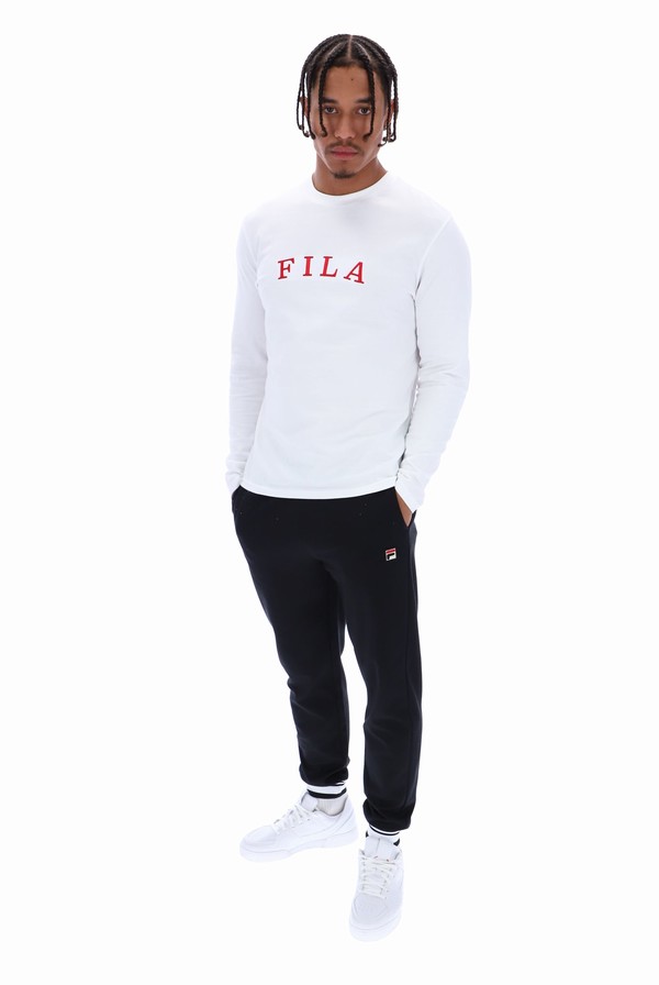 White Fila Kylar Long Sleeved Men Sweatshirts | 8053LRBNV