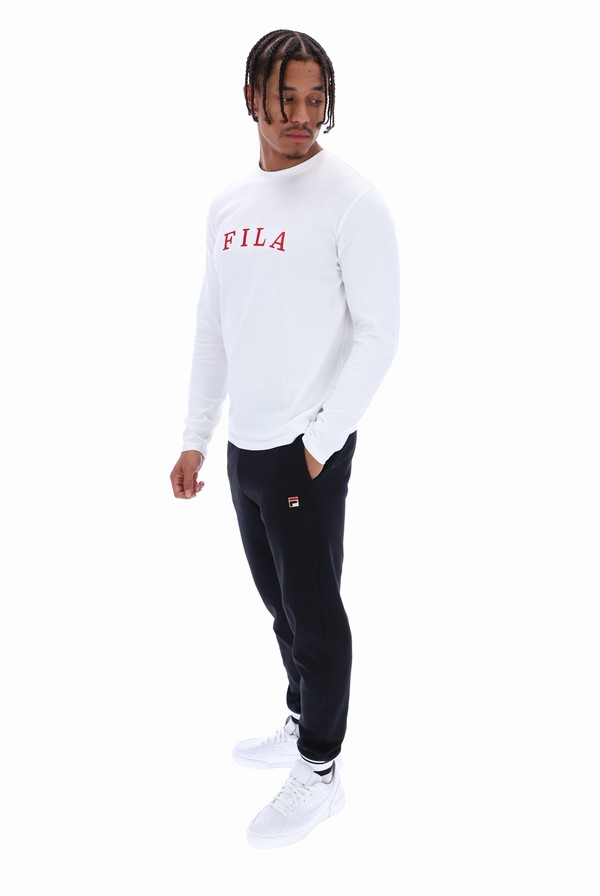 White Fila Kylar Long Sleeved Men Sweatshirts | 8053LRBNV