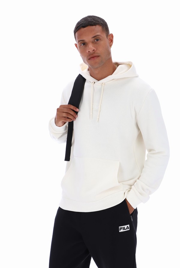 White Fila Lance 2 Recycled Fleece Men Hoodie | 5918WMIZF